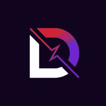 a letter d with a lightning bolt in the middle of it on a dark background .