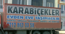 a sign on the side of a truck that says karabicekler