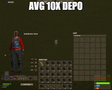 a screen shot of a video game with the words avg 10x depo