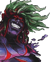 a cartoon character with long green hair is smiling with his arms crossed .