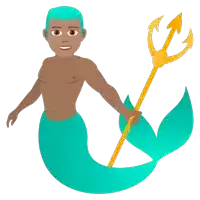 an illustration of a mermaid with a trident in his hand