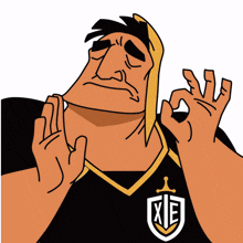 a cartoon of a man in a xie jersey making an ok sign