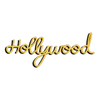 a white background with the word hollywood in gold