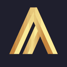 a gold letter a against a dark background