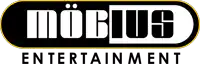 the logo for mobius entertainment is black and yellow