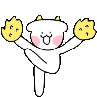 a cartoon drawing of a cow cheering with its arms outstretched