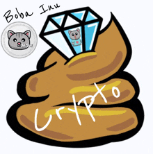 a drawing of a pile of poop with a diamond and the word crypto written below it