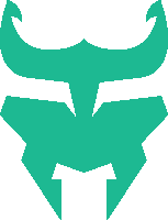 a green silhouette of a bull 's head with horns and a beard