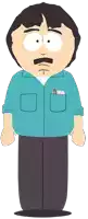 a cartoon character with a mustache and a blue shirt