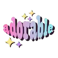 the word adorable is displayed in a colorful graphic