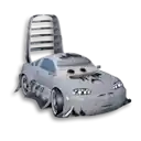 a cartoon car from the movie cars with its hood up .