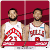 the toronto raptors and chicago bulls are playing a game on february 3rd