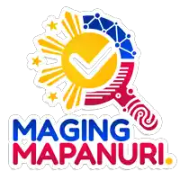 a logo for maging mapanuri with a magnifying glass and a check mark