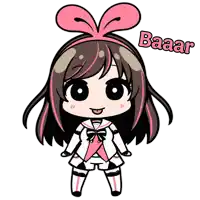 a cartoon drawing of a girl with the word baaar above her head