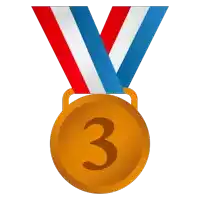 a medal with the number three on it