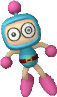 a pixel art of a robot with big eyes