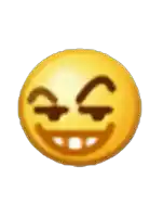 a yellow smiley face with closed eyes and a big smile on it