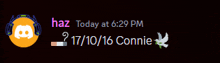 a discord icon with haz today at 6:29 pm