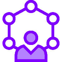 a purple icon of a person with circles around it