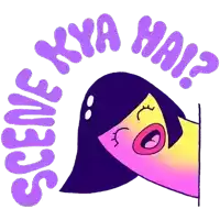 a sticker of a girl with the words scene kya hai