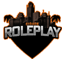 a logo for roleplay cidade with a city skyline and palm trees