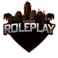 a logo for roleplay cidade with a city skyline and palm trees