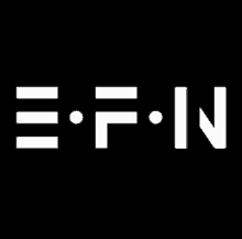 a white logo on a black background that says e f n .