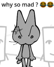 a drawing of a cat with the words why so mad