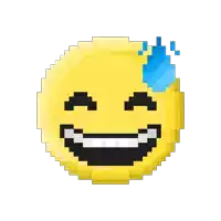 a pixel art smiley face with a blue flame on it 's forehead