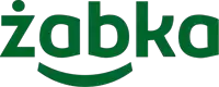 a green and white logo for żabka with a smile