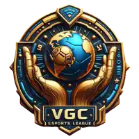 a logo for the vgc esports league with a globe in the middle