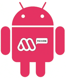 a red android icon with a speech bubble that says ficcion