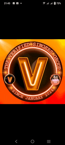 a logo for the verified singers group is shown on a cell phone screen