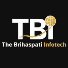 a logo for the brihaspati infotech with a globe on it