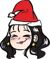 a drawing of a girl wearing a santa hat and smiling