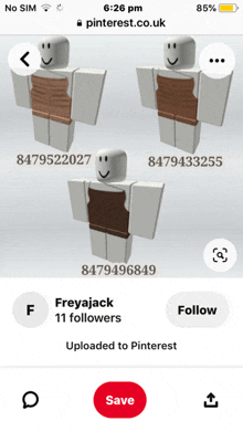 a screenshot of a roblox app showing a person named freyjack and their followers