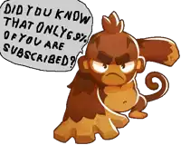 a cartoon monkey is standing next to a sign that says did you know that only 6% of you are subscribed