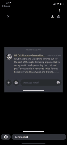 a screenshot of a discord conversation between ne drkphnom-general and another person