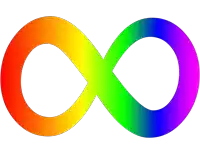 rainbow colored infinity symbol on a white background