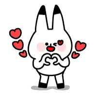 a cartoon bunny making a heart shape with his hands