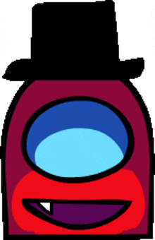 a cartoon character wearing a top hat with a red mouth .