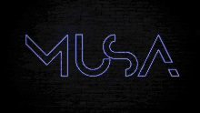 a neon sign that says musa on it