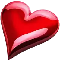 a shiny red heart with a pink swirl in the middle