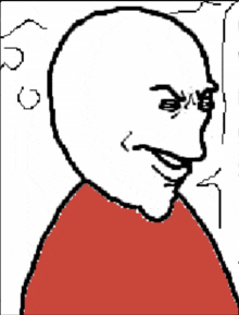 a drawing of a man with a red shirt on