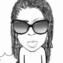 a cartoon of a woman wearing sunglasses and braids