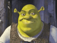 shrek from the animated movie shrek is smiling for the camera