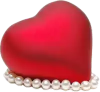 a red heart is surrounded by white pearls