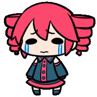 a cartoon drawing of a girl with red hair and tears on her face