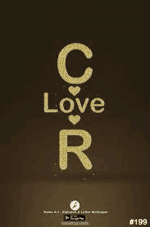 a poster with the letter c and the letter r on a brown background .