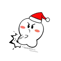 a cartoon ghost wearing a santa hat is kicking a brick .